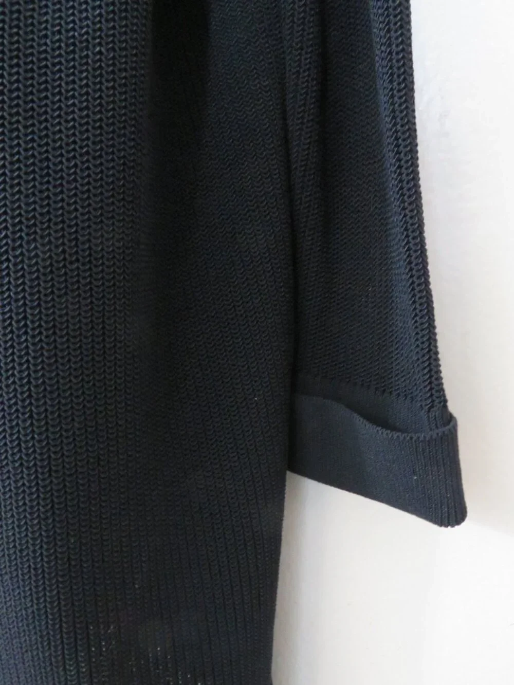 Eileen Fisher size Medium Black Cotton Blend Knit Cardigan Open Front Basic